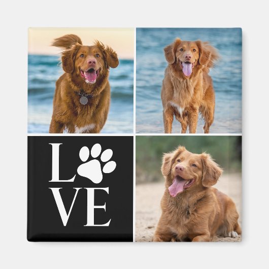 Cute Dog Lover Custom Love Photo Collage Pet Magneet (Voorkant)