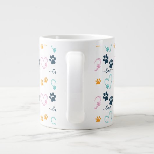 Cute Dog Lover Paw Prints Grote Koffiekop (Achterkant)
