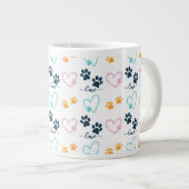 Cute Dog Lover Paw Prints Grote Koffiekop (Voorkant rechts)