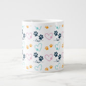 Cute Dog Lover Paw Prints Grote Koffiekop (Voorkant)
