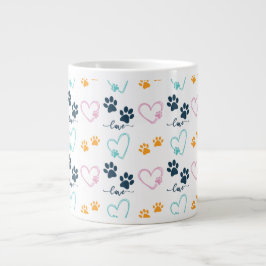 Cute Dog Lover Paw Prints Grote Koffiekop
