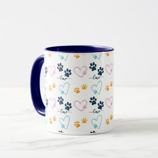 Cute Dog Lover Paw Prints Mok (Voorkant links)
