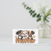 Cute Dog Lovers "Paw Paw Pet Shop" Throw Pillow Visitekaartje (Staand voorkant)