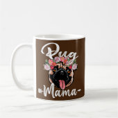 Cute Dog Ma Moederdag Pug Mama Florals V Neck Koffiemok (Links)