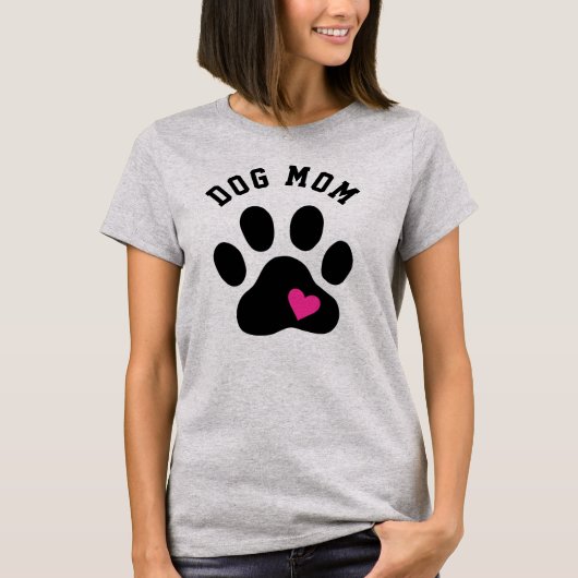 Cute Dog mam Black Paw met hart T-shirt (Voorkant)