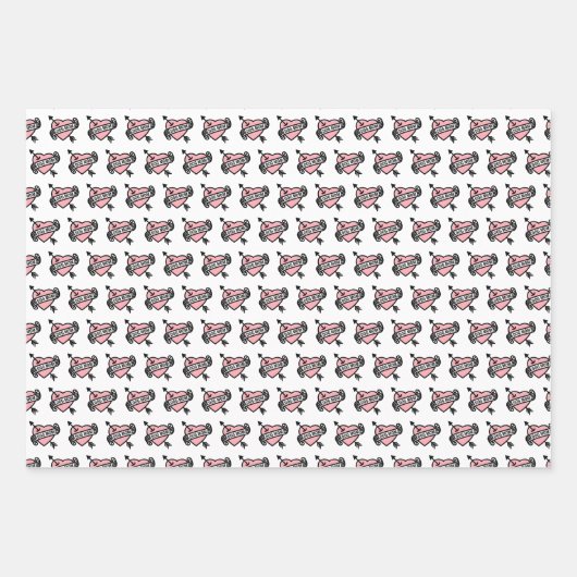 Cute Dog Mam Heart Tattoo met Pawprint Pattern Inpakpapier Vel (Voorkant 2)