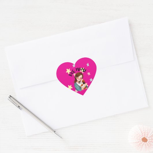 Cute dog mama  hart sticker (Envelop)