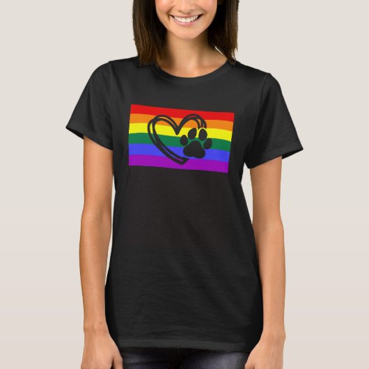 Cute Dog mama Paw LGBTQ Gay Pride Flag Queer T-shirt (Voorkant)