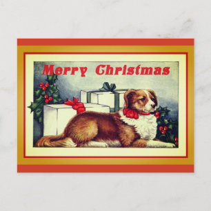 Cute Dog Merry Kerstmis Briefkaart