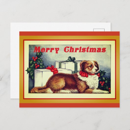 Cute  Dog Merry Kerstmis Briefkaart (Voorkant / Achterkant)