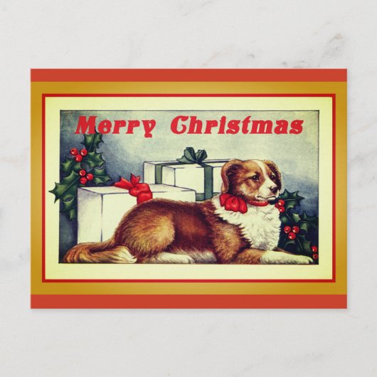Cute  Dog Merry Kerstmis Briefkaart (Voorkant)