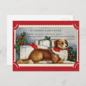 Cute  Dog Merry Kerstmis Briefkaart (Voorkant / Achterkant)