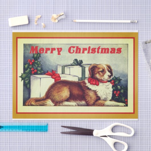 Cute  Dog Merry Kerstmis Tissuepapier (Craft)