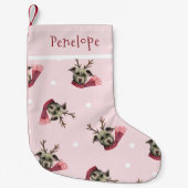 Cute Dog met Antlers Pattern Personalized Kleine Kerstsok (Voorkant)