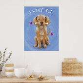 Cute Dog met Bone I WOE You Art Print (Keuken)