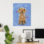 Cute Dog met Bone I WOE You Art Print (Thuiskantoor)