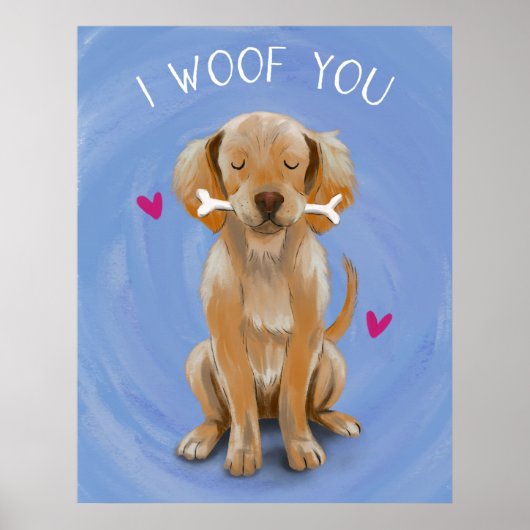 Cute Dog met Bone I WOE You Art Print (Voorkant)