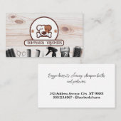 Cute Dog met bot | Hout | Groomgereedschap Visitekaartje (Voorkant / Achterkant)