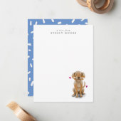 Cute Dog met bot Notitiekaartje (Voorkant / Achterkant in situ)