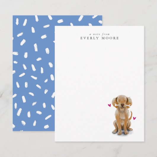 Cute Dog met bot Notitiekaartje (Voorkant / Achterkant)