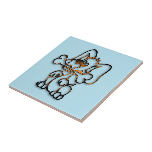 Cute Dog met bot Tegeltje (Zijkant)