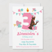 Cute dog met cake naast nummer drie verjaardag kaart (Voorkant)