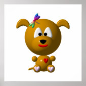 Cute Dog met Dragonfly Poster (Voorkant)