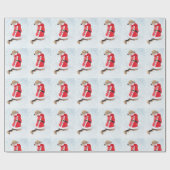 Cute Dog met een rode witte kerstkerstman Cadeaupapier (Vlak)