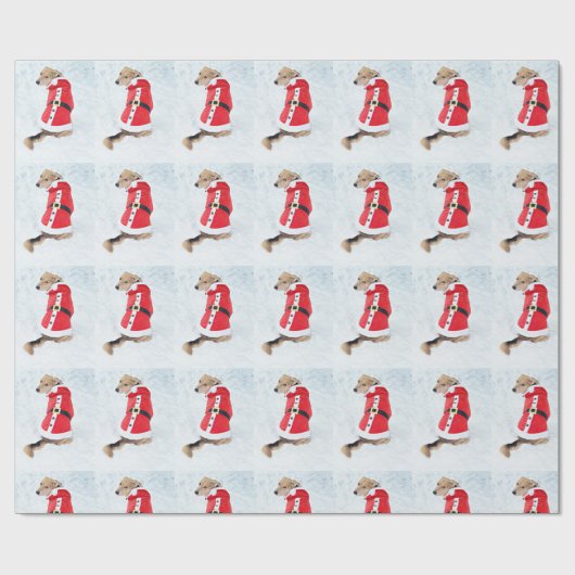 Cute Dog met een rode witte kerstkerstman Cadeaupapier (Vlak)