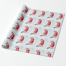 Cute Dog met een rode witte kerstkerstman Cadeaupapier