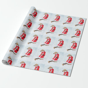 Cute Dog met een rode witte kerstkerstman Cadeaupapier