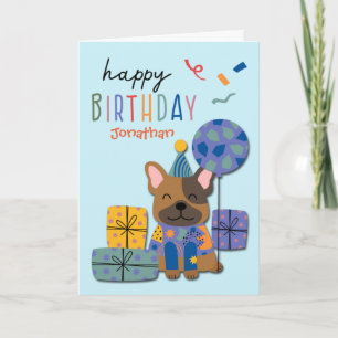 Cute Dog met Gifts and Balloon Kids Birthday Feestdagen Kaart