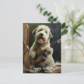 Cute Dog met Guitar. Briefkaart (Staand voorkant)