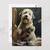Cute Dog met Guitar. Briefkaart (Voorkant / Achterkant)