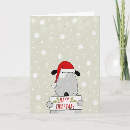 Cute Dog met Happy kerstgebarsten Kaart (Voorkant)