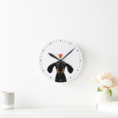 Cute Dog met Heart Black en Tan Dachshund Ronde Klok (Huis)