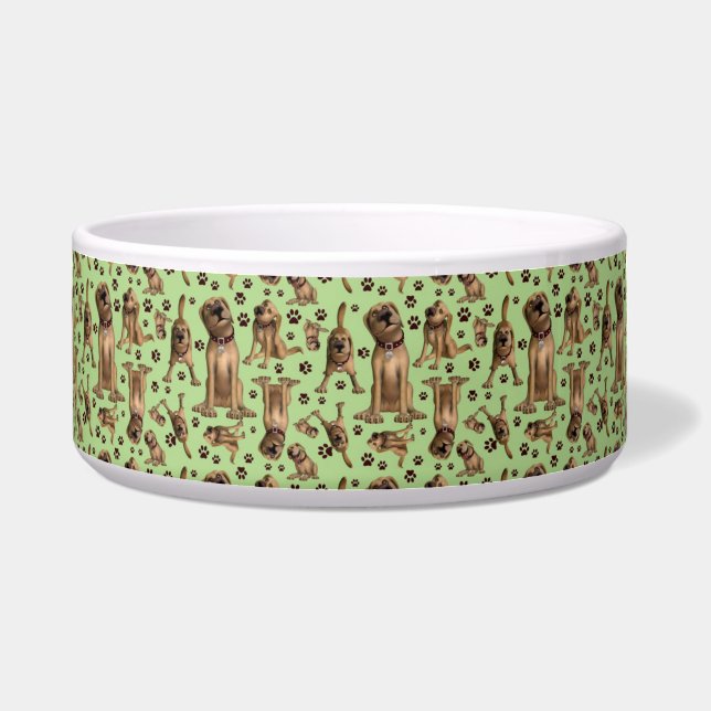 Cute Dog met Paw Prints Voerbakje (Voorkant)