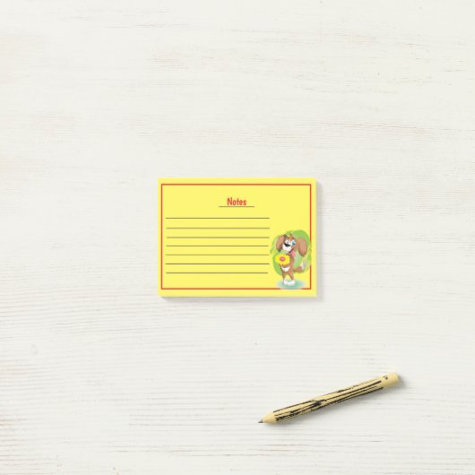Cute Dog met regels Post-it Notes (Op bureau)