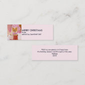 Cute Dog met Roze Bow-kerstfoto Mini Visitekaartje (Voorkant / Achterkant)