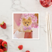 Cute Dog met Roze Bow-kerstfoto Servet (Insitu)
