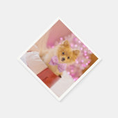 Cute Dog met Roze Bow-kerstfoto Servet (Hoek)