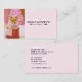 Cute Dog met Roze Bow-kerstfoto Visitekaartje (Voorkant / Achterkant)