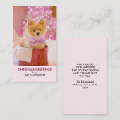 Cute Dog met Roze Bow-kerstfoto Visitekaartje (Voorkant / Achterkant)