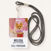 Cute Dog met roze kerstfoto's Badge (Achterkant met draagriem)