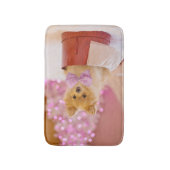 Cute Dog met roze kerstfoto's Badmat (Voorkant Verticaal)