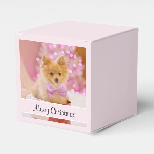 Cute Dog met roze kerstfoto's Bedankdoosjes (Voorkant Zijde)