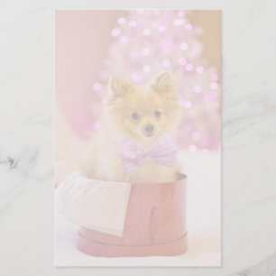Cute Dog met roze kerstfoto's Briefpapier