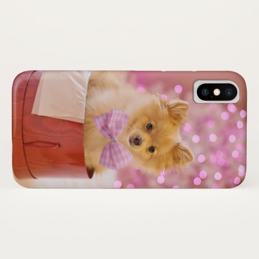 Cute Dog met roze kerstfoto's Case-Mate iPhone Case (Achterkant (horizontaal))