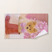 Cute Dog met roze kerstfoto's Handdoek (Handdoek)