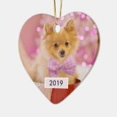 Cute Dog met roze kerstfoto's Keramisch Ornament (Links)